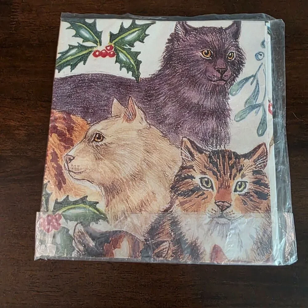 Vintage NIP Gift Wrap Paper Hartman Cards CATS 2 Sheets 20